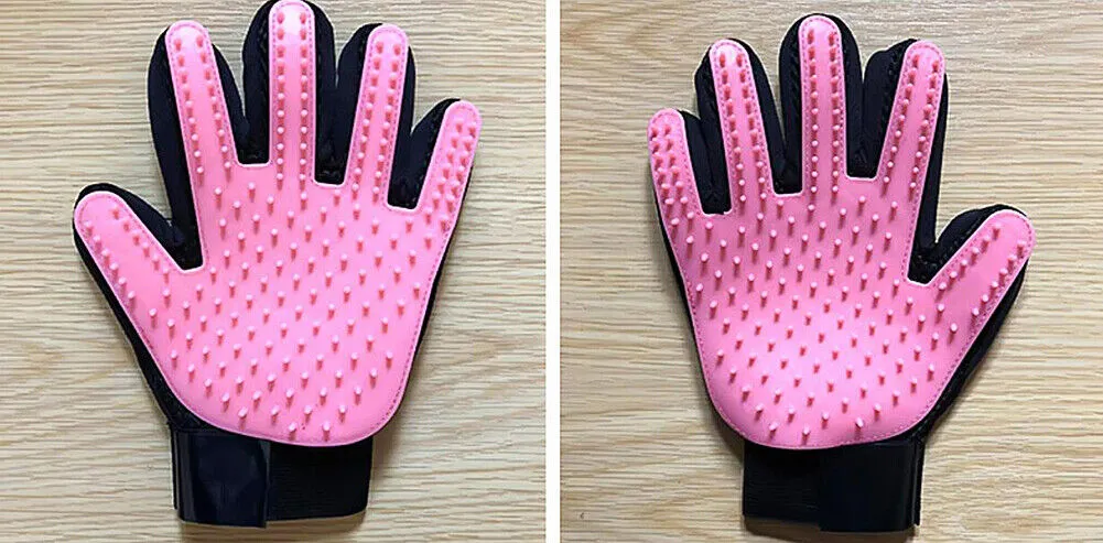 1-2 Pair Pet Dog Cat Deshedding Brush Grooming Glove Massage Hair Fur Removal US