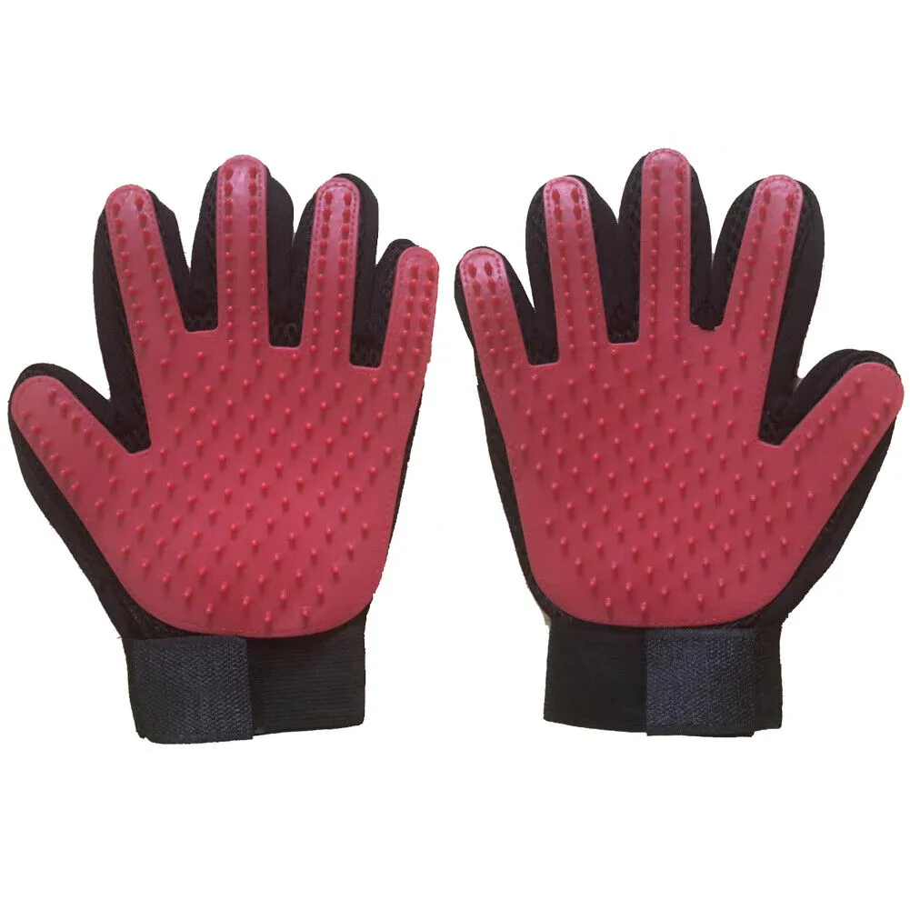 1-2 Pair Pet Dog Cat Deshedding Brush Grooming Glove Massage Hair Fur Removal US