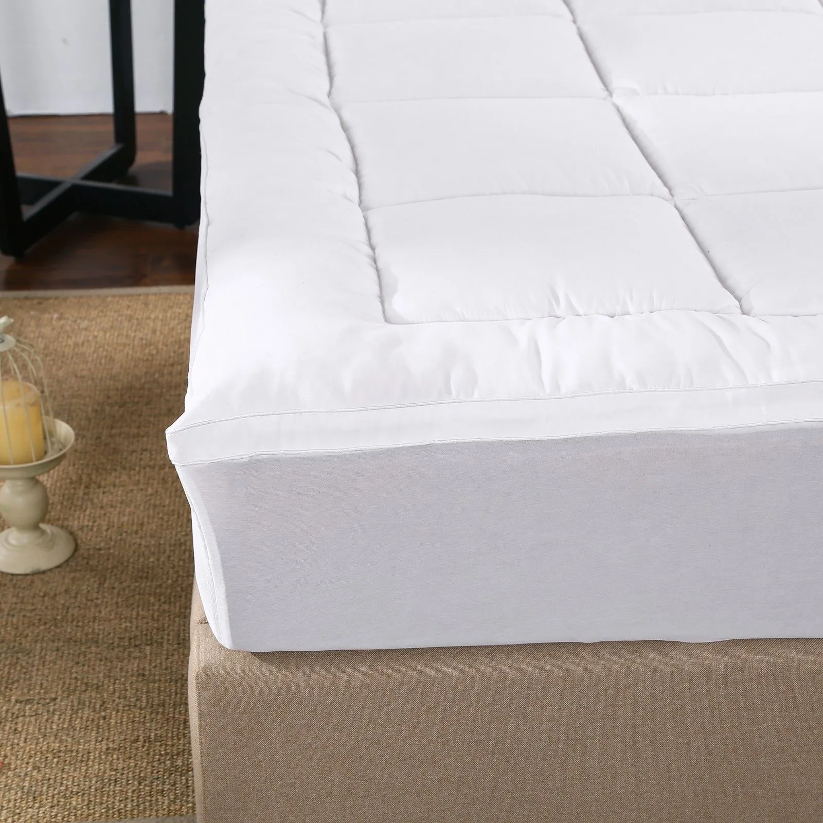 1000GSM Memory Mattress Topper Cover Protector Underlay | Double | White