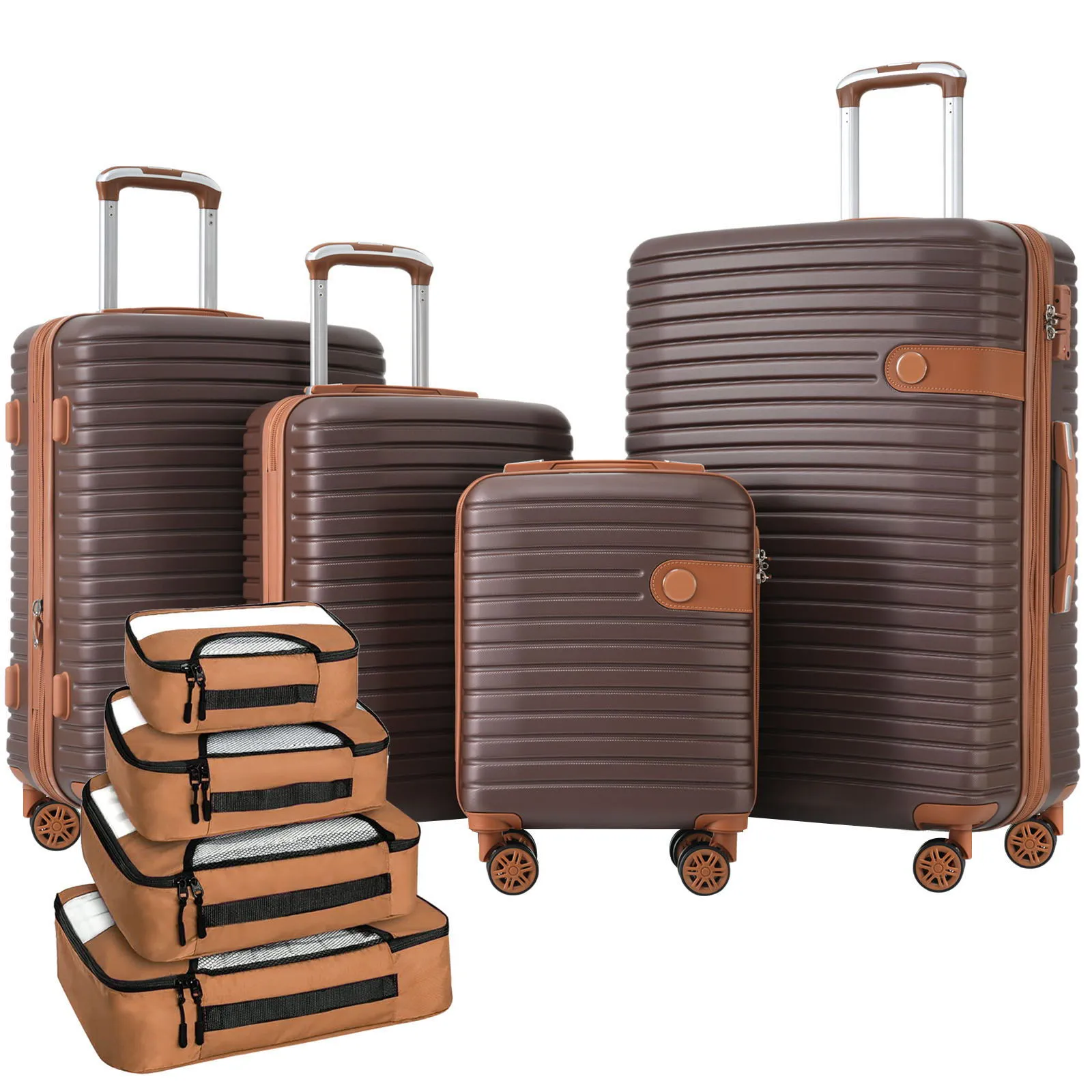 4 Piece Luggage Suitcase Set, Hard Shell Lightweight Expandable Travel Luggage With 4 Packing Cubes by Couch.com