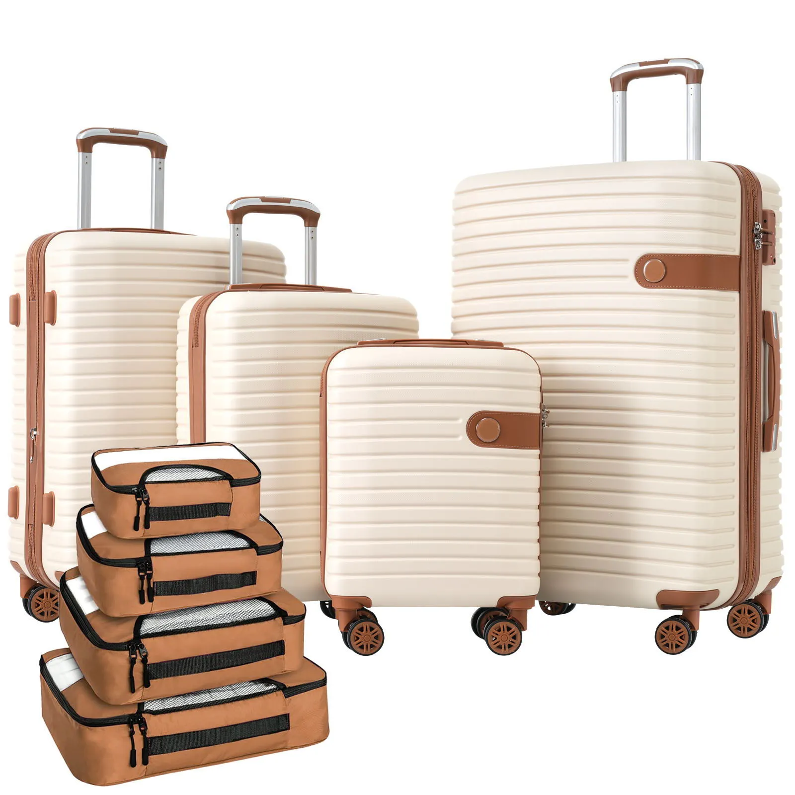 4 Piece Luggage Suitcase Set, Hard Shell Lightweight Expandable Travel Luggage With 4 Packing Cubes by Couch.com