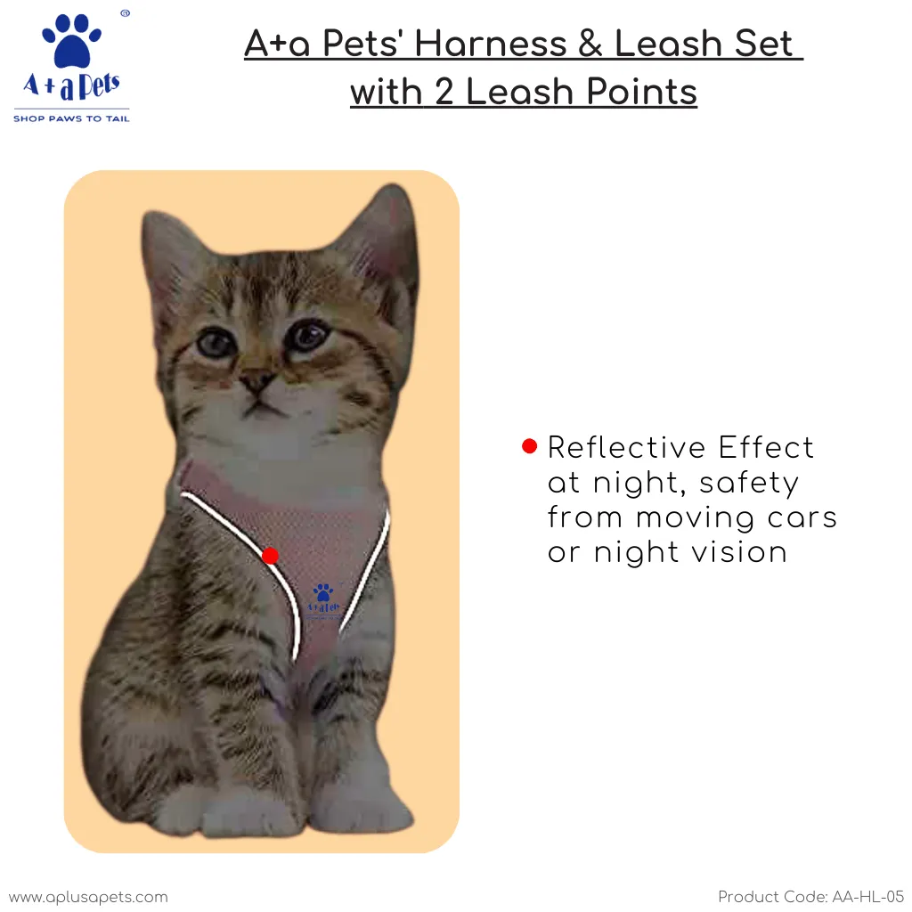A a Pets' Harness & Leash Set for Cats, Puppies, Small Dogs Reflective Strips