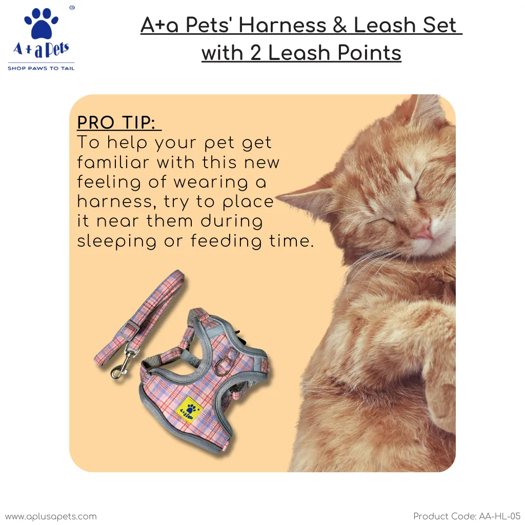 A a Pets' Harness & Leash Set for Cats, Puppies, Small Dogs Reflective Strips