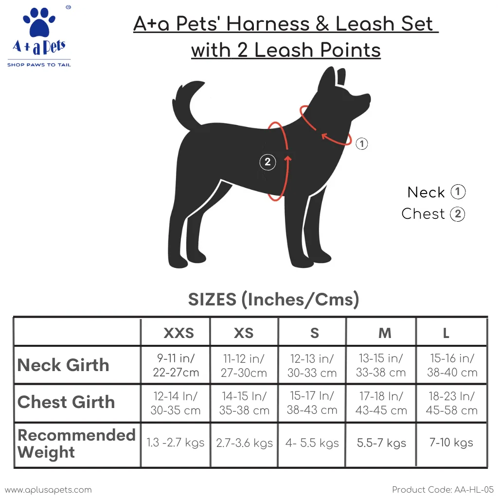 A a Pets' Harness & Leash Set for Cats, Puppies, Small Dogs Reflective Strips