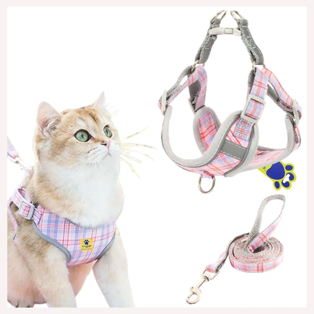 A a Pets' Harness & Leash Set for Cats, Puppies, Small Dogs Reflective Strips