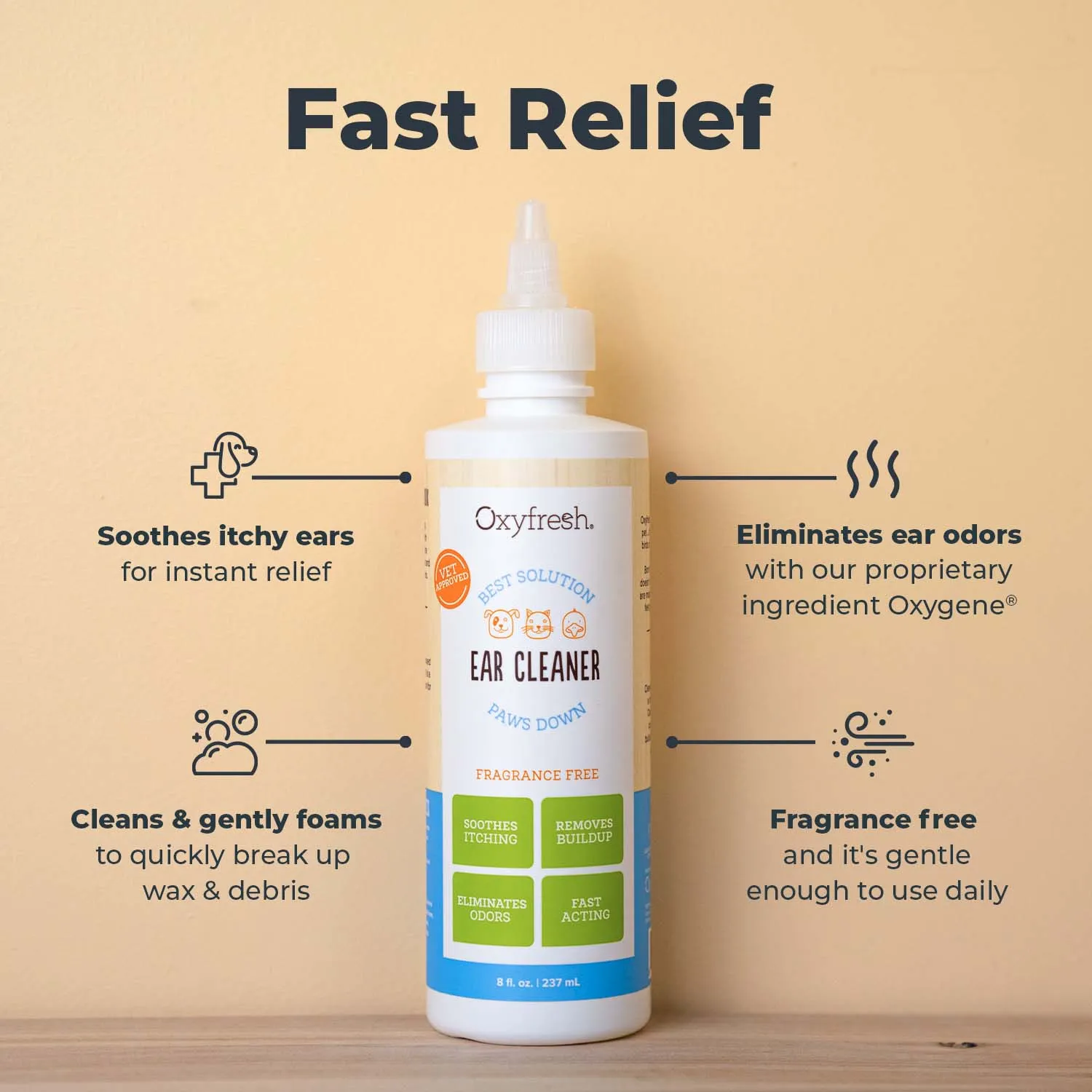 Advanced Pet Ear Cleaner - Fastest Itch Relief & Squeaky Clean Ears
