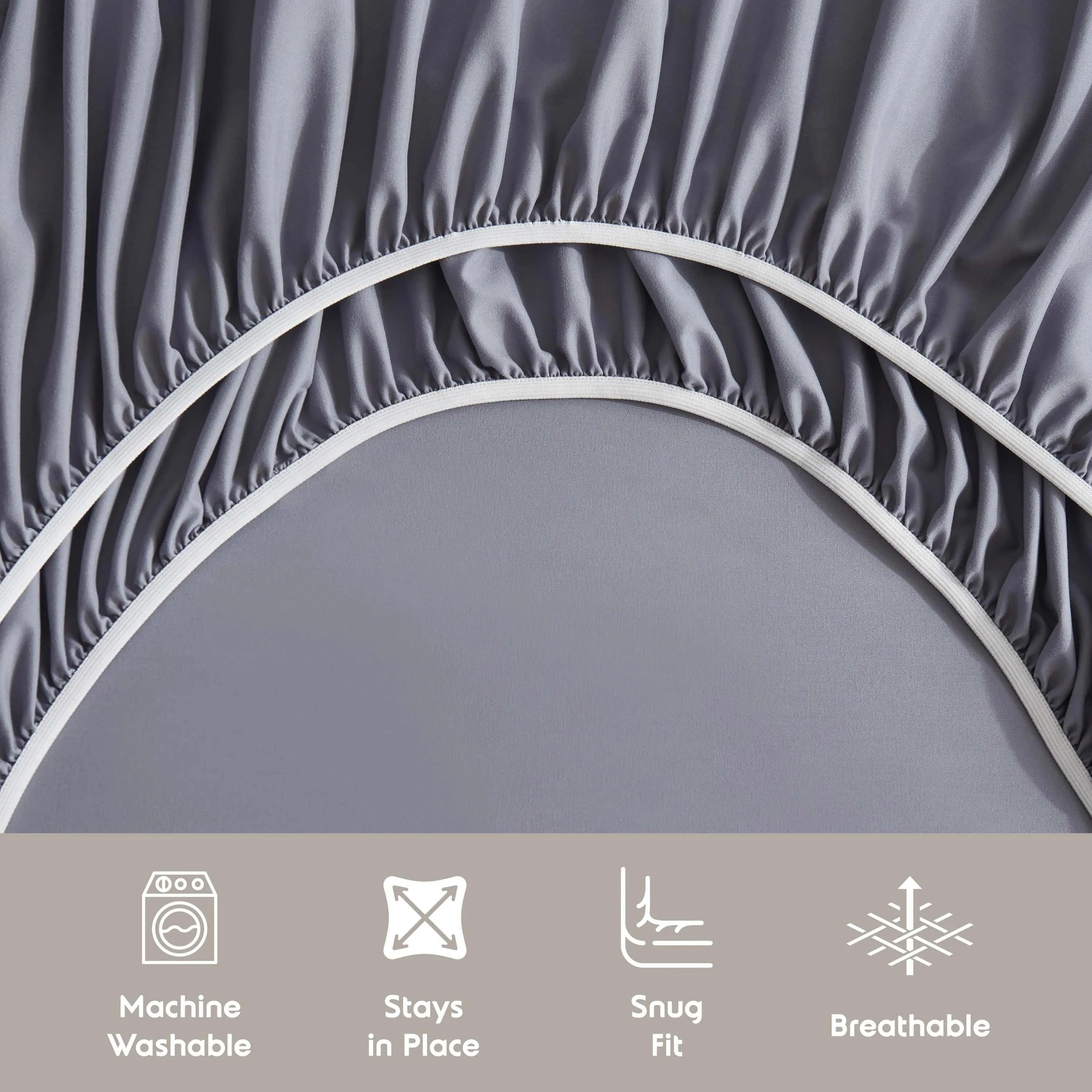 Clara Clark Bed Sheets Set, 1800 Series Deep Pocket Soft Microfiber 4 Piece Queen Sheet Sets, Gray