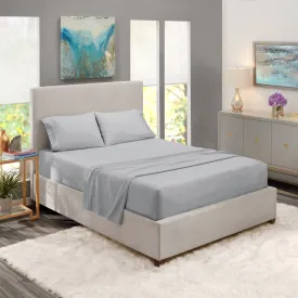 Clara Clark RV/Short Queen Size 4 Piece Bed Sheets Set for Campers, 1800 Hotel Luxury Soft Microfiber Cool & Breathable, Silver Gray