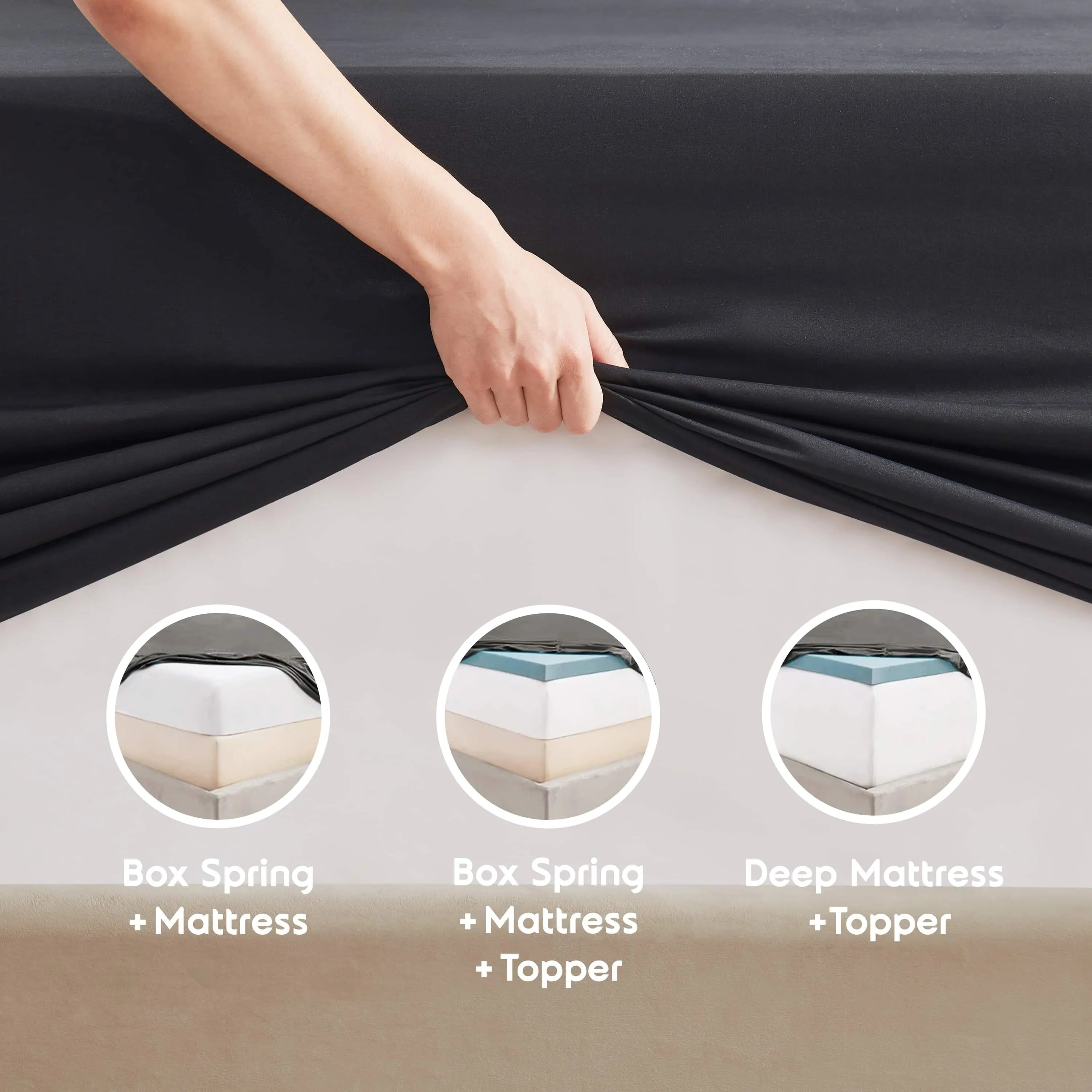 Clara Clark Split King Size Deep Pocket 5 Piece Bed Sheets Set, 1800 Series Hotel Luxury Soft Microfiber, Black