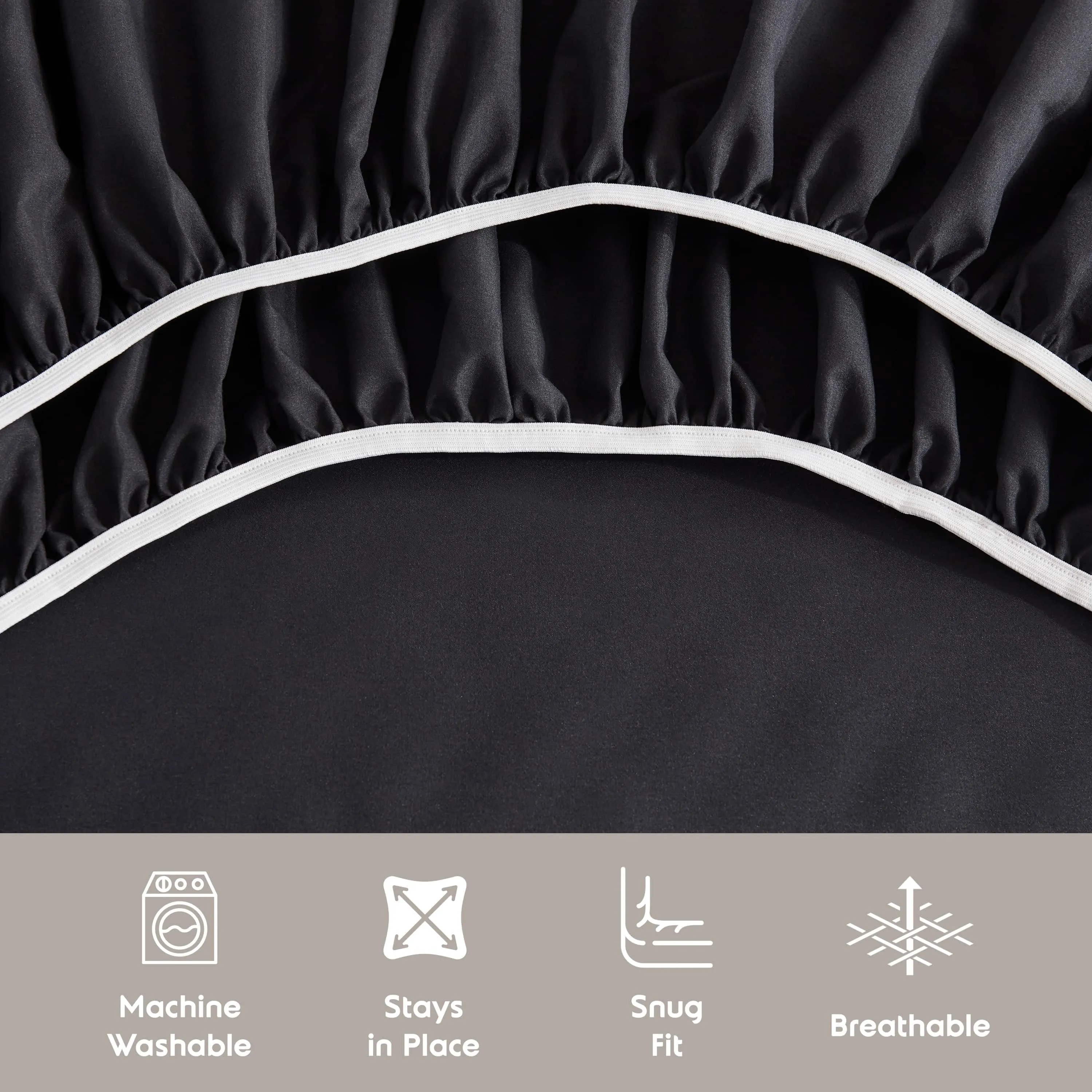 Clara Clark Split King Size Deep Pocket 5 Piece Bed Sheets Set, 1800 Series Hotel Luxury Soft Microfiber, Black