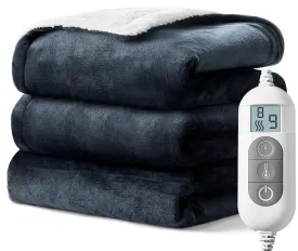 Electric Blanket Heated Throw,Double-Sided FlannelSherpa Electric Throw with1-9 hrs Timer Auto-Off & 8 Heating Levels,ETL Certification,Machine Washable,Heated Protection Ultra Soft Warm