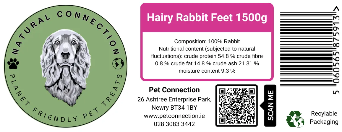Hairy Rabbit Feet | Dog Treat | Chewy Snack by Natural Connection