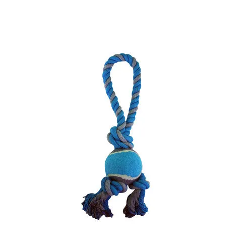 Happy Pet Tennis Ball Tugger Rope Dog Toy 4.5in