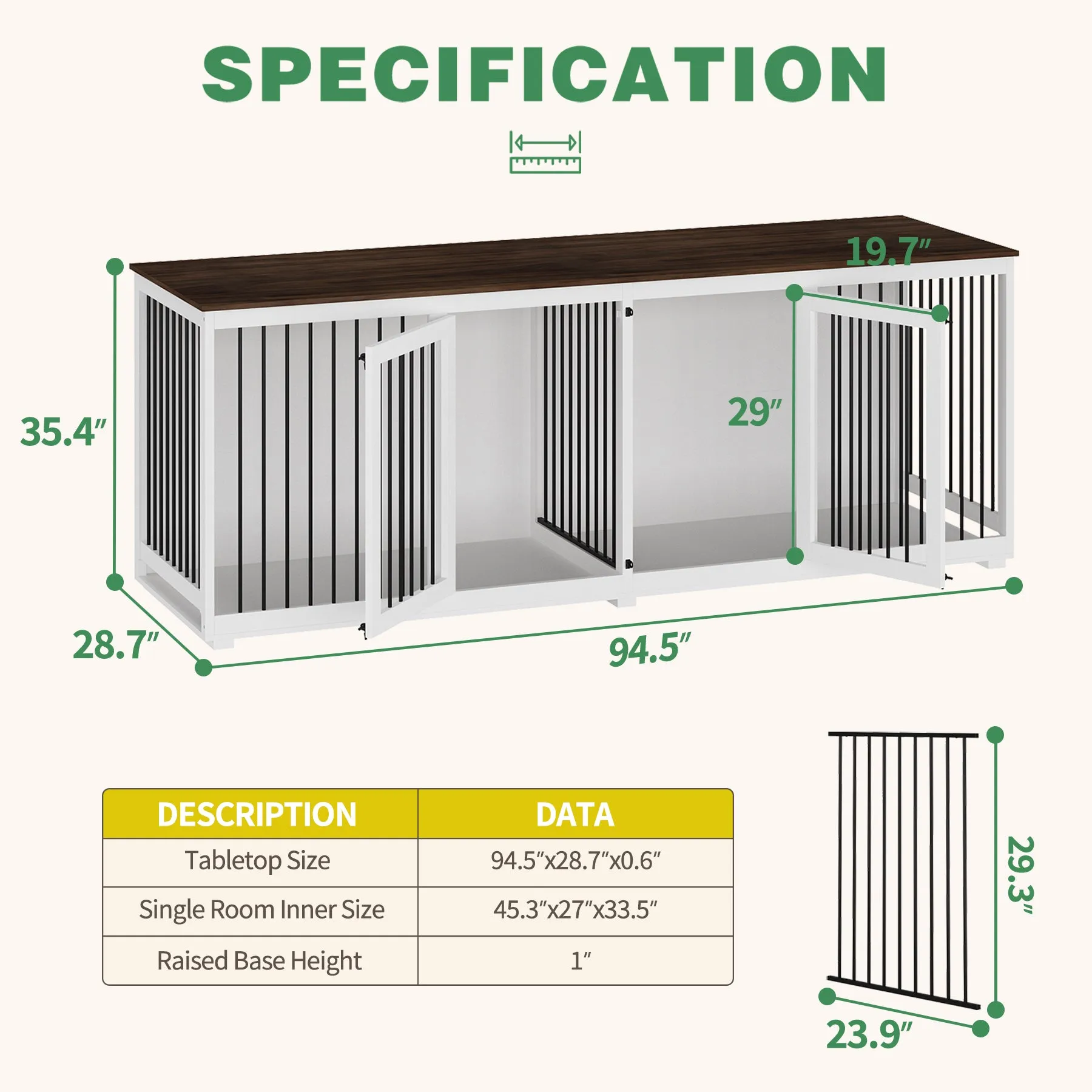 Heavy Duty Dog Crate with Steel Divider, 300 lbs Capacity