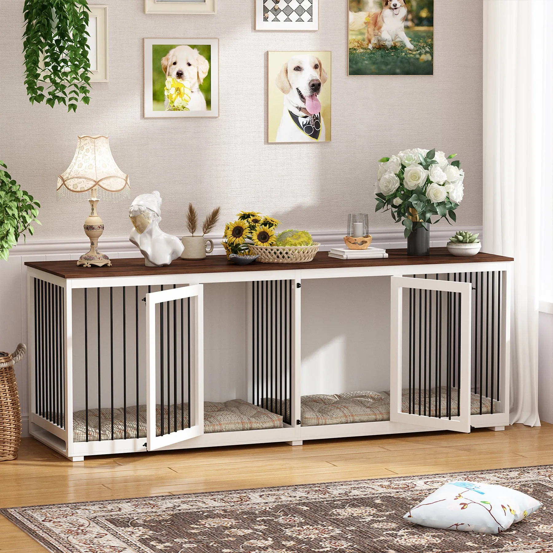 Heavy Duty Dog Crate with Steel Divider, 300 lbs Capacity