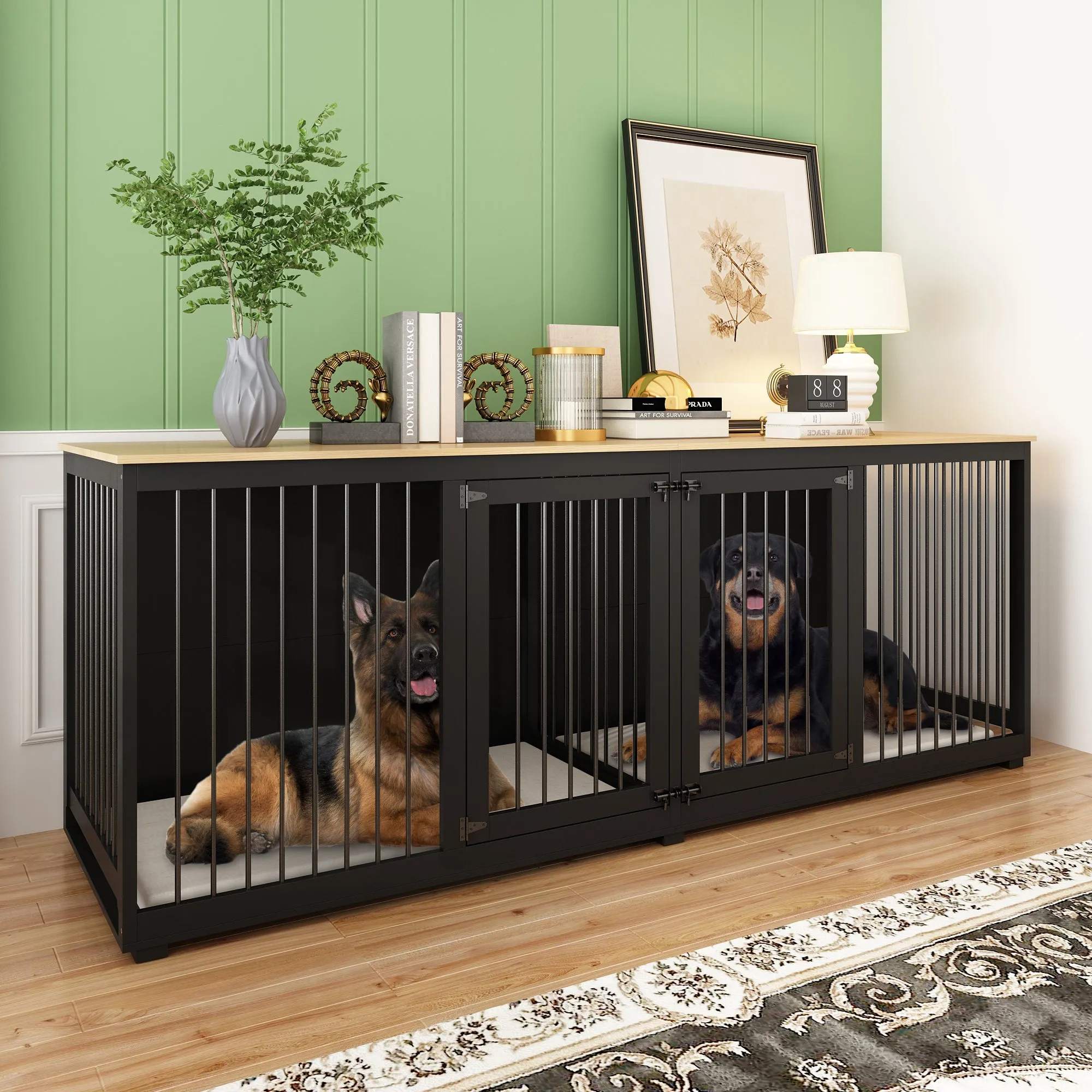 Heavy Duty Dog Crate with Steel Divider, 300 lbs Capacity