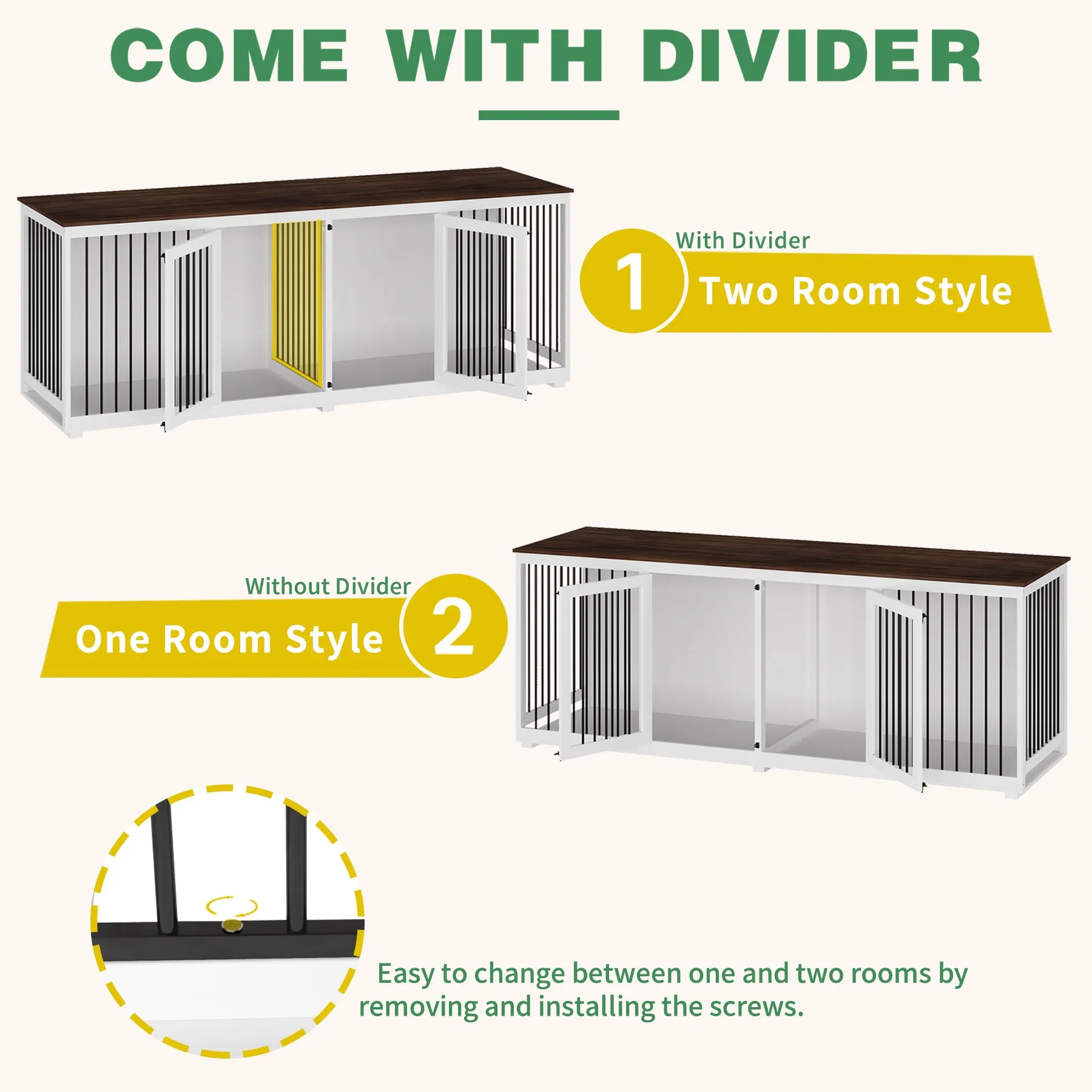 Heavy Duty Dog Crate with Steel Divider, 300 lbs Capacity
