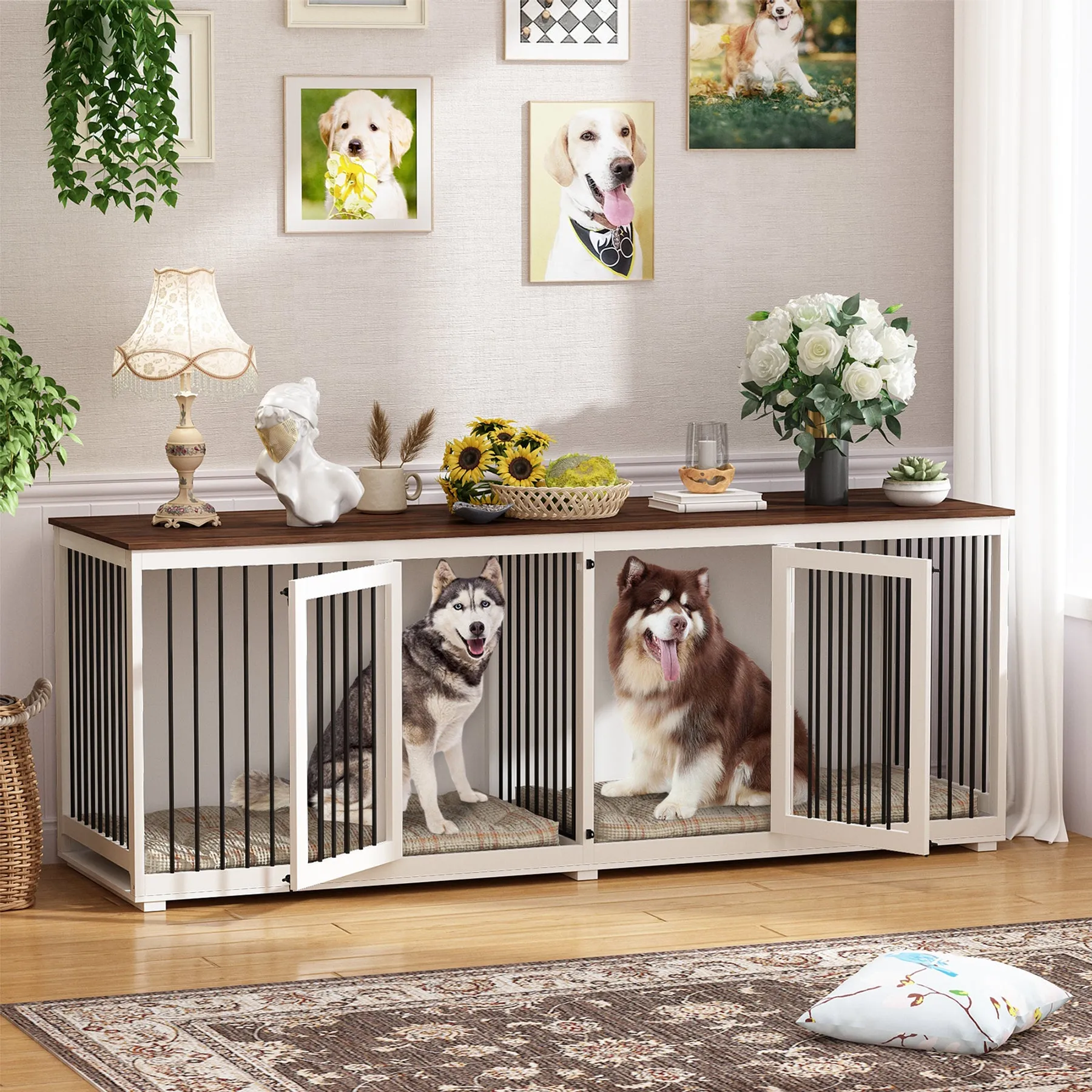Heavy Duty Dog Crate with Steel Divider, 300 lbs Capacity