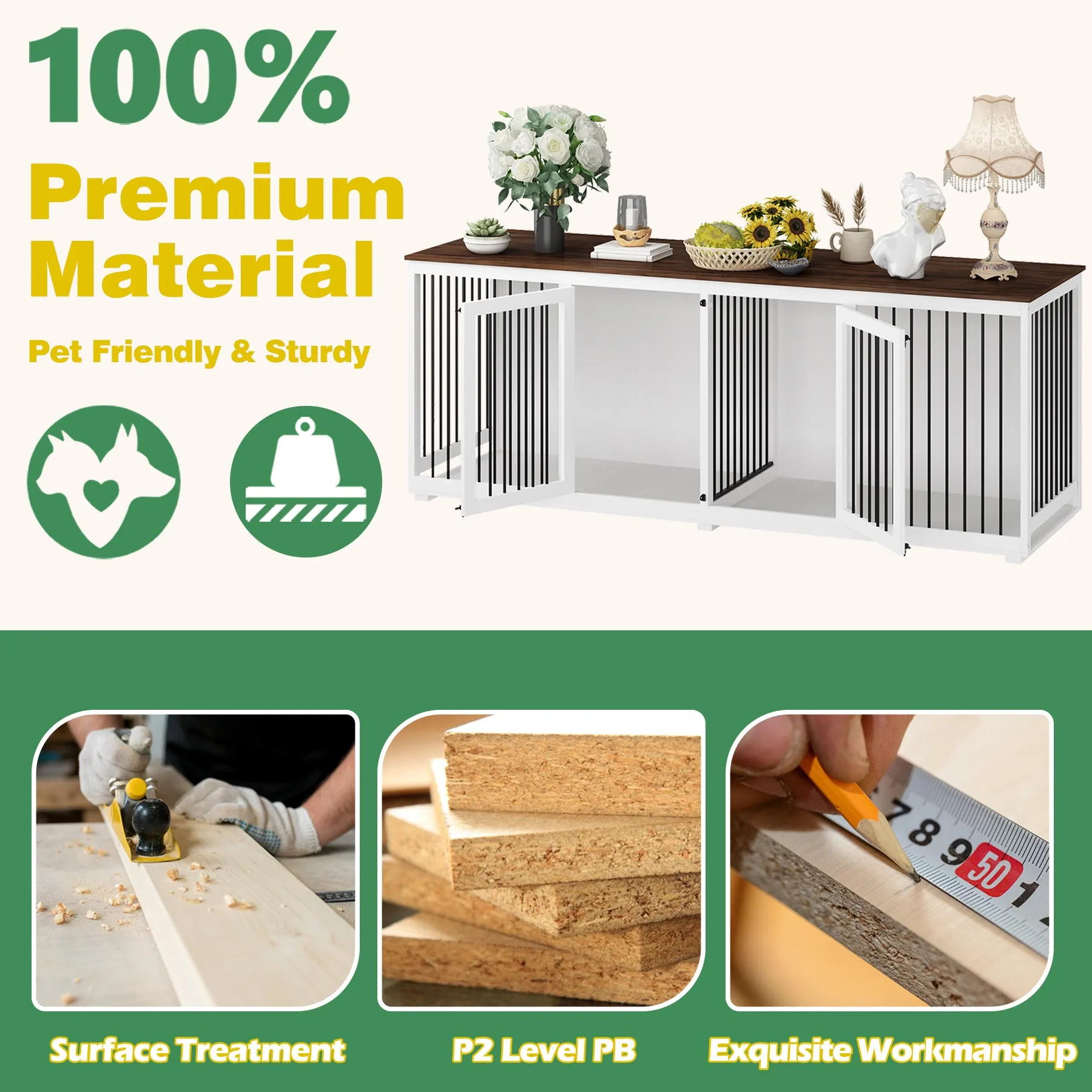 Heavy Duty Dog Crate with Steel Divider, 300 lbs Capacity