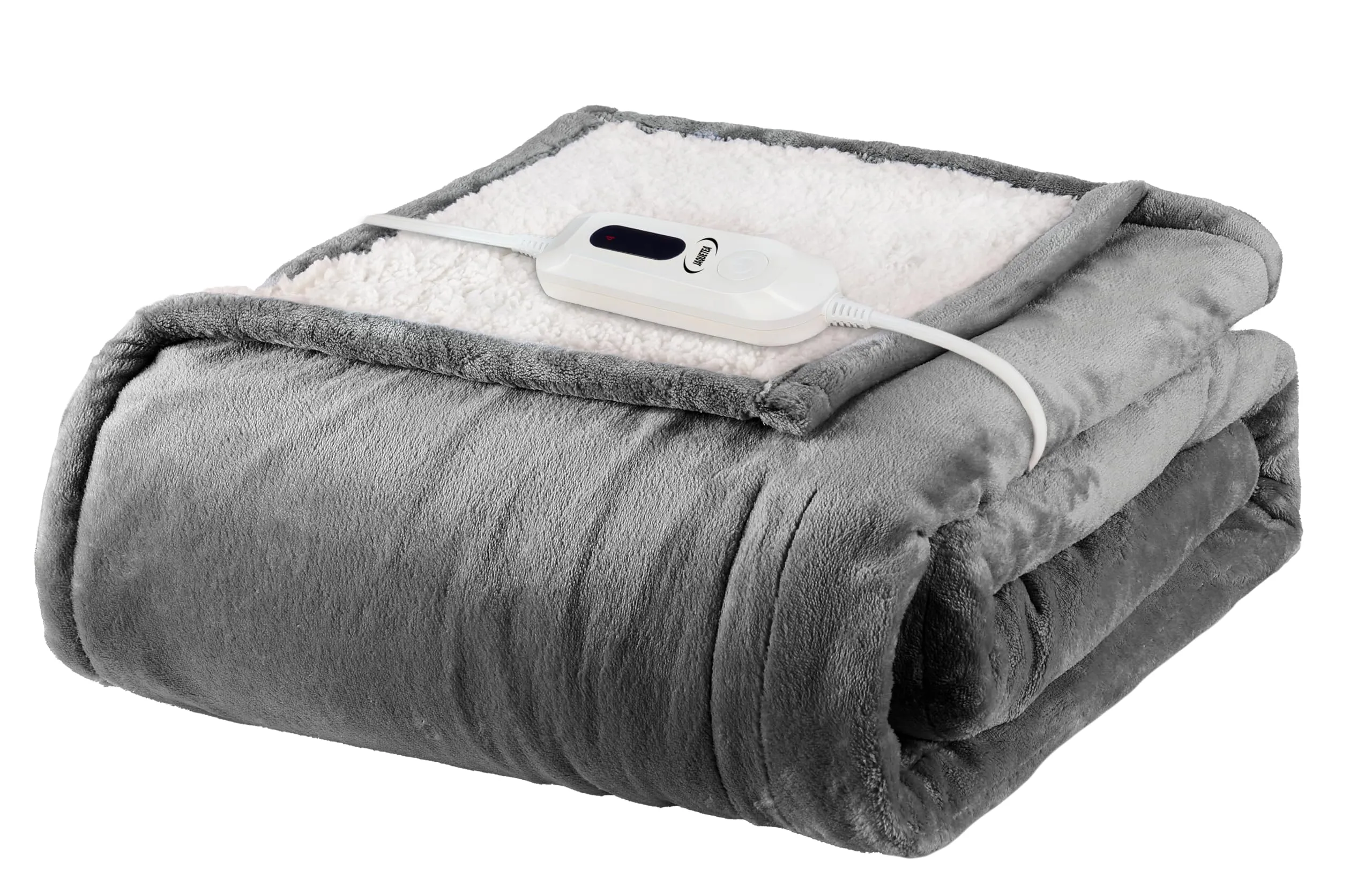 JAQUETEA Heated Blanket Electric Throw Blanket- 50''x60'' Heating Blanket Throw 4 Hours Auto-Off & 4 Heating Levels Over-Heat Protection, Machine Washable Flannel Sherpa,Electric ETL Certification