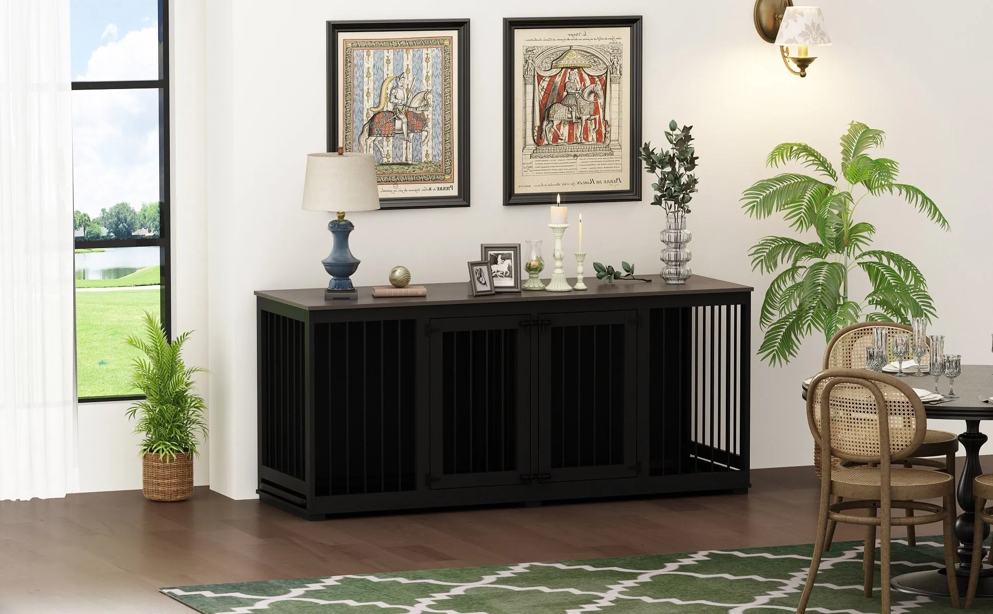 Large Dog Crate Furniture with Tray-150145