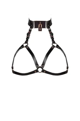 Lock Leather Harness Bra