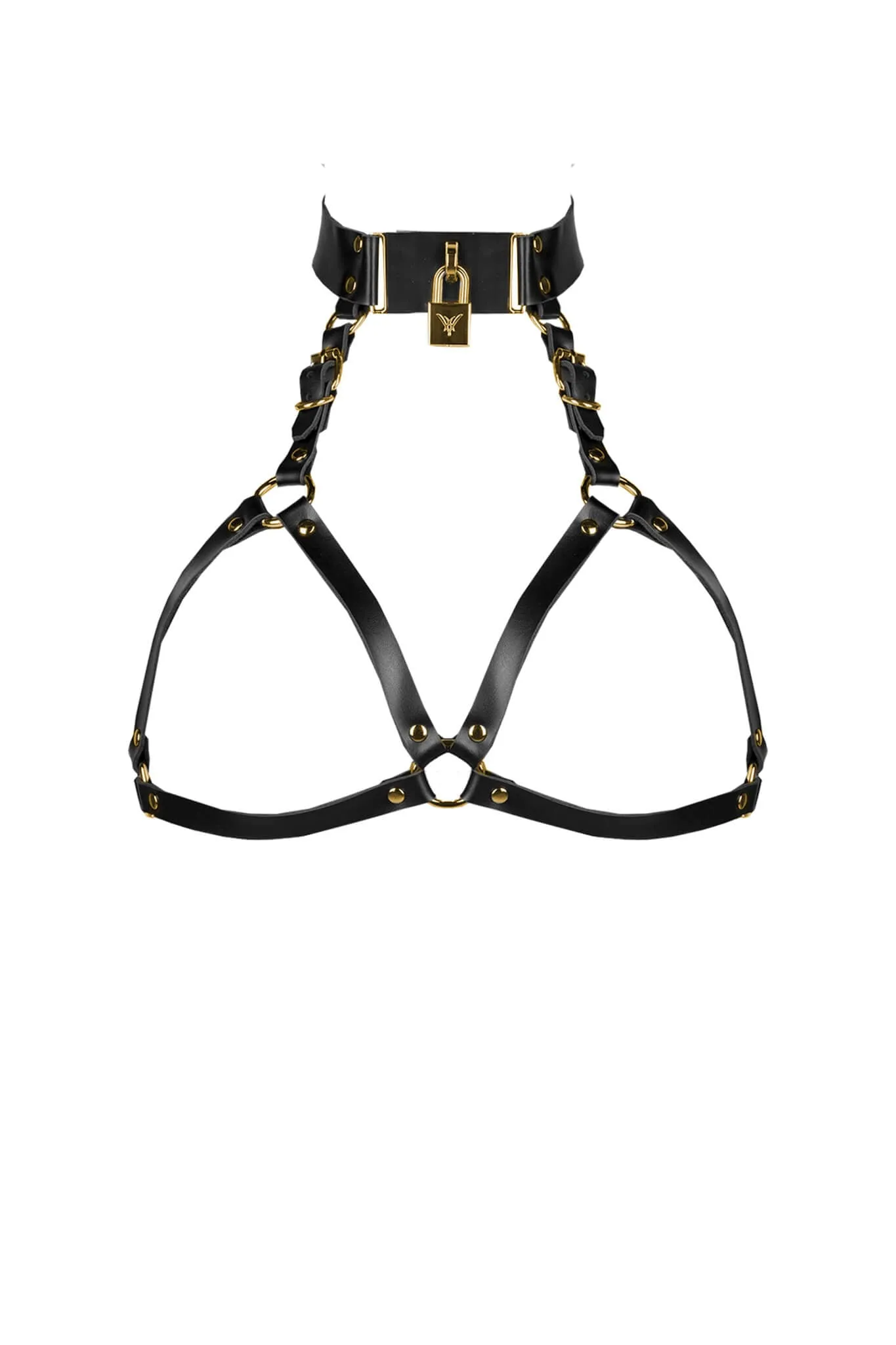 Lock Leather Harness Bra