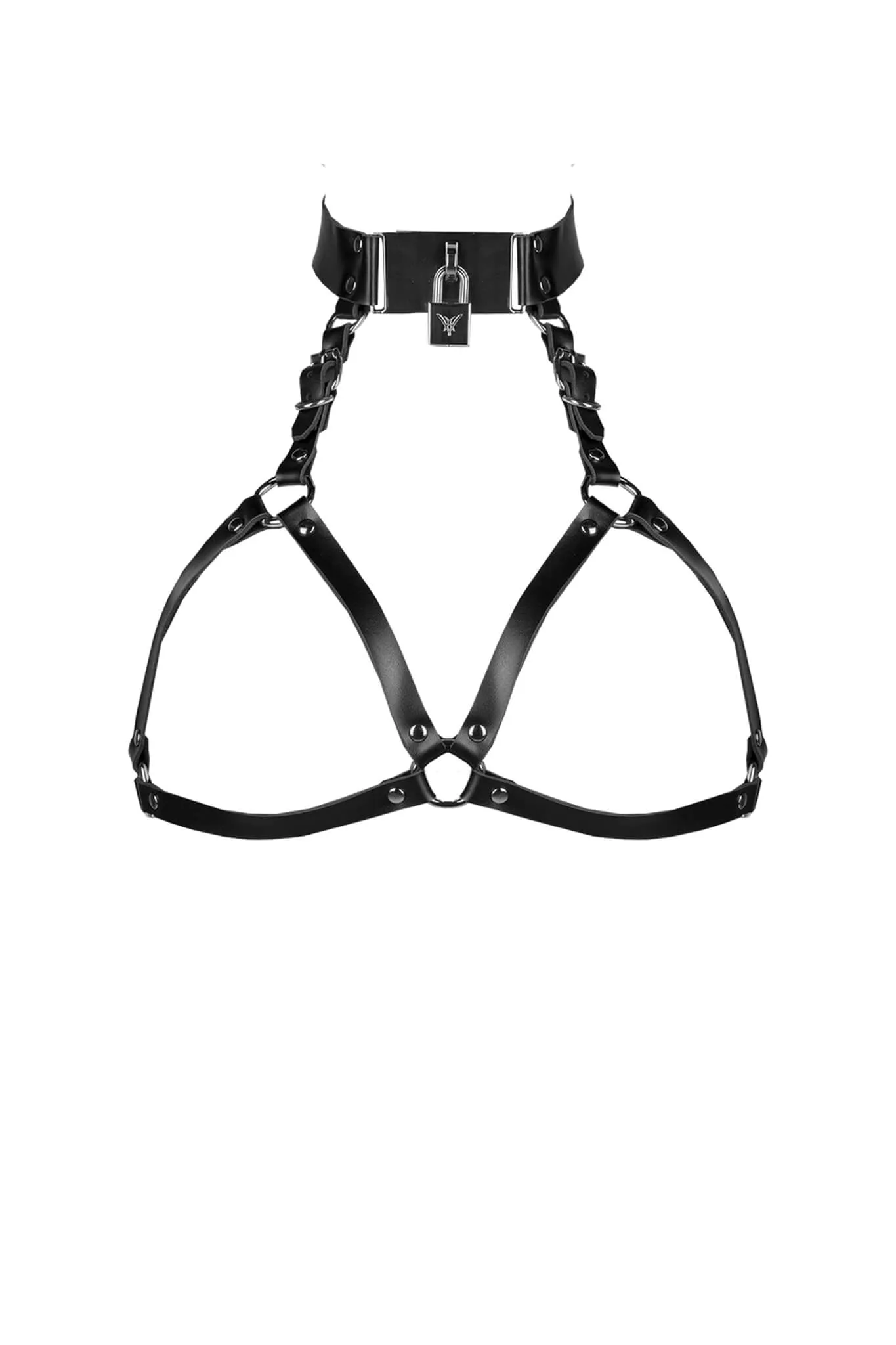 Lock Leather Harness Bra