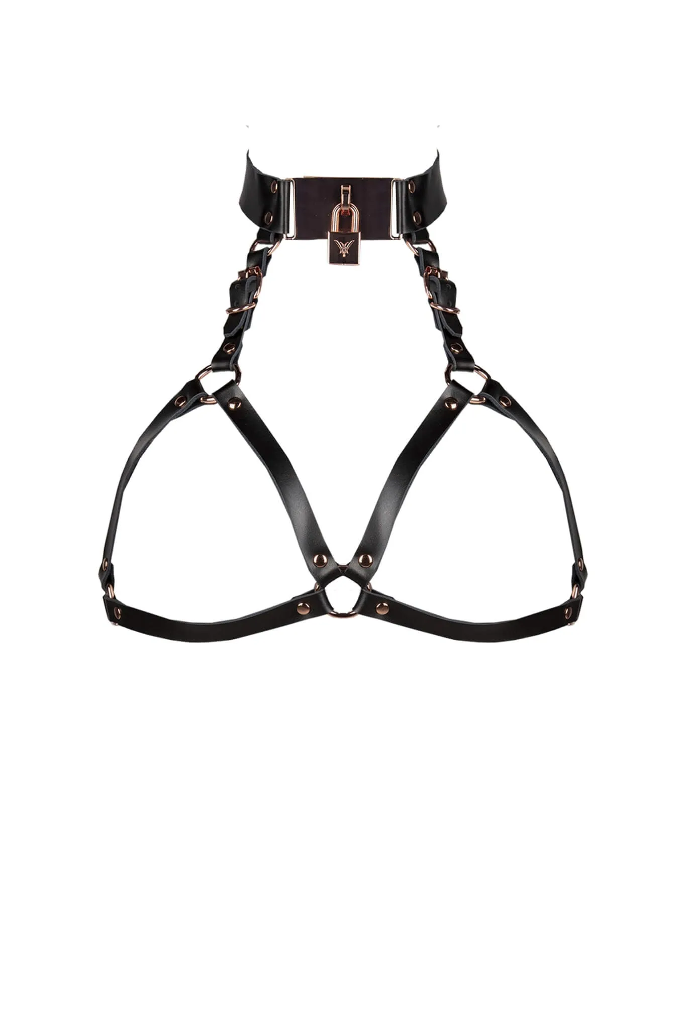 Lock Leather Harness Bra
