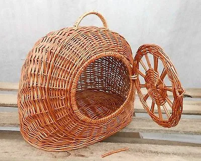 Luxury Pet Transport Box Puppy Wicker Carrier Travel Box Handmade Dog Cat