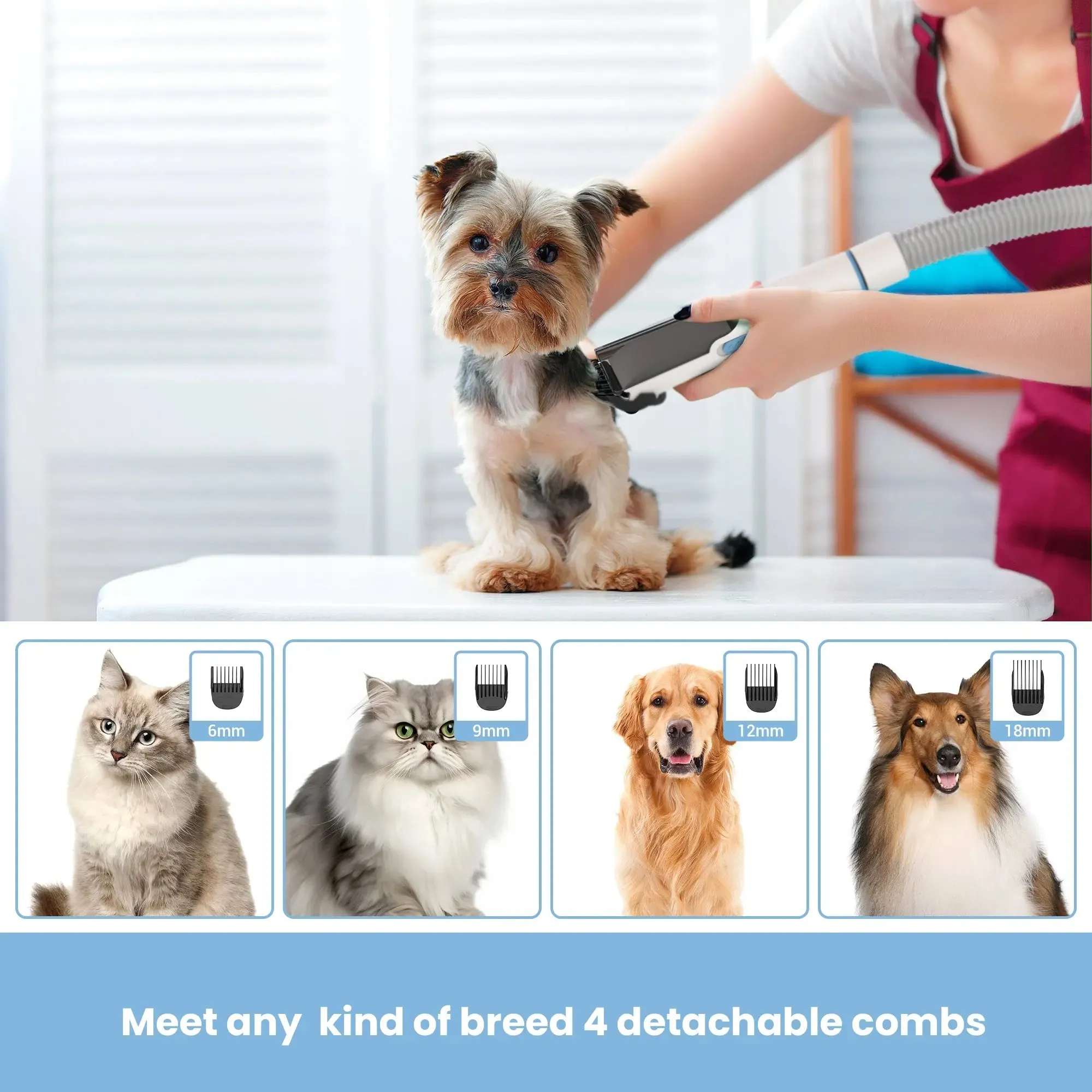 MOOSOO PA1 PRO Powerful Suction Pet Grooming Vacuum - Includes 5 Dog Grooming Tools for Shedding Solutions