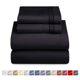Nestl California King Sheet Sets, 1800 Series Deep Pocket 4 Piece, Luxury Soft Microfiber Bed Sheet Sets, Black