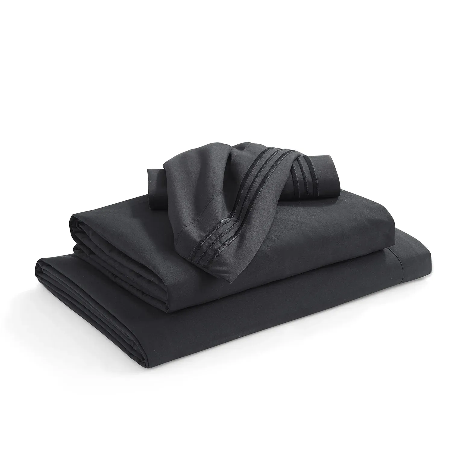 Nestl California King Sheet Sets, 1800 Series Deep Pocket 4 Piece, Luxury Soft Microfiber Bed Sheet Sets, Black