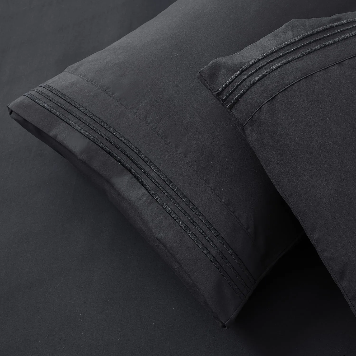 Nestl California King Sheet Sets, 1800 Series Deep Pocket 4 Piece, Luxury Soft Microfiber Bed Sheet Sets, Black