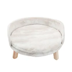 PAWS ASIA Manufacturers White Pet Cat Sofa Washable Elevated Dog Bed With Wood Legs
