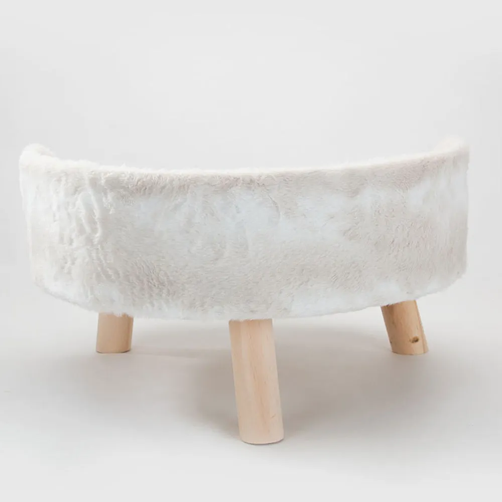 PAWS ASIA Manufacturers White Pet Cat Sofa Washable Elevated Dog Bed With Wood Legs