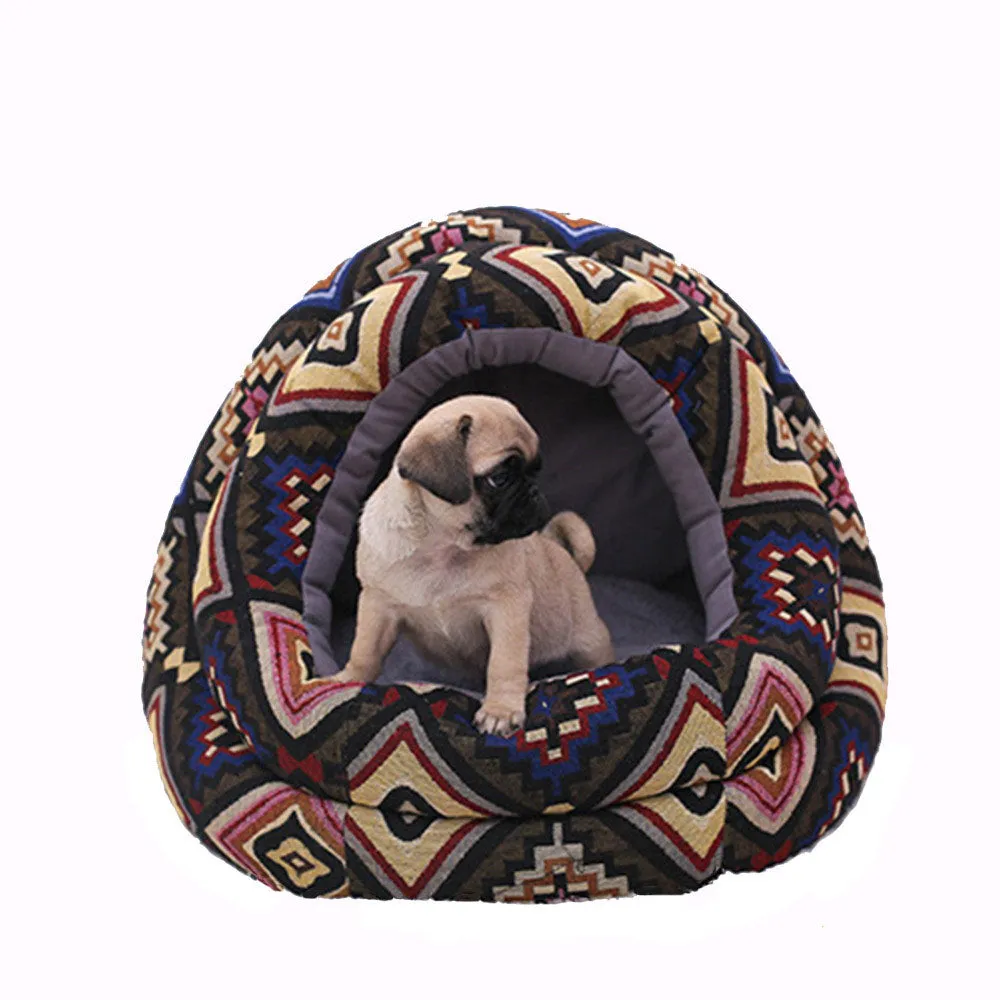 PAWS ASIA Supplier Dropshipping Small Pet Plush Detachable Half Enclosed Fancy Cat Bed Dog