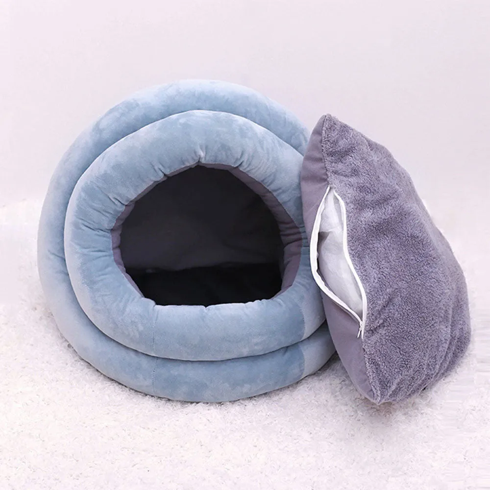 PAWS ASIA Supplier Dropshipping Small Pet Plush Detachable Half Enclosed Fancy Cat Bed Dog