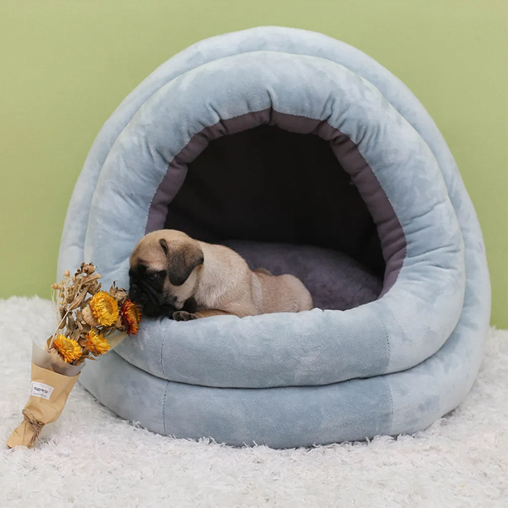 PAWS ASIA Supplier Dropshipping Small Pet Plush Detachable Half Enclosed Fancy Cat Bed Dog