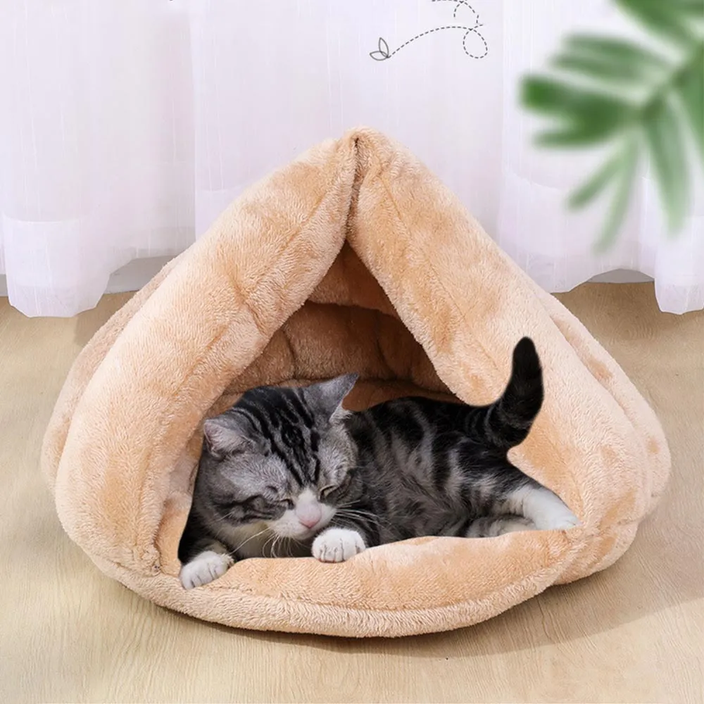 PAWS ASIA Suppliers Custom Modern Luxury Soft Plush Removable Half Enclosed Novelty Cute Round Calming Cat Bed Sofa
