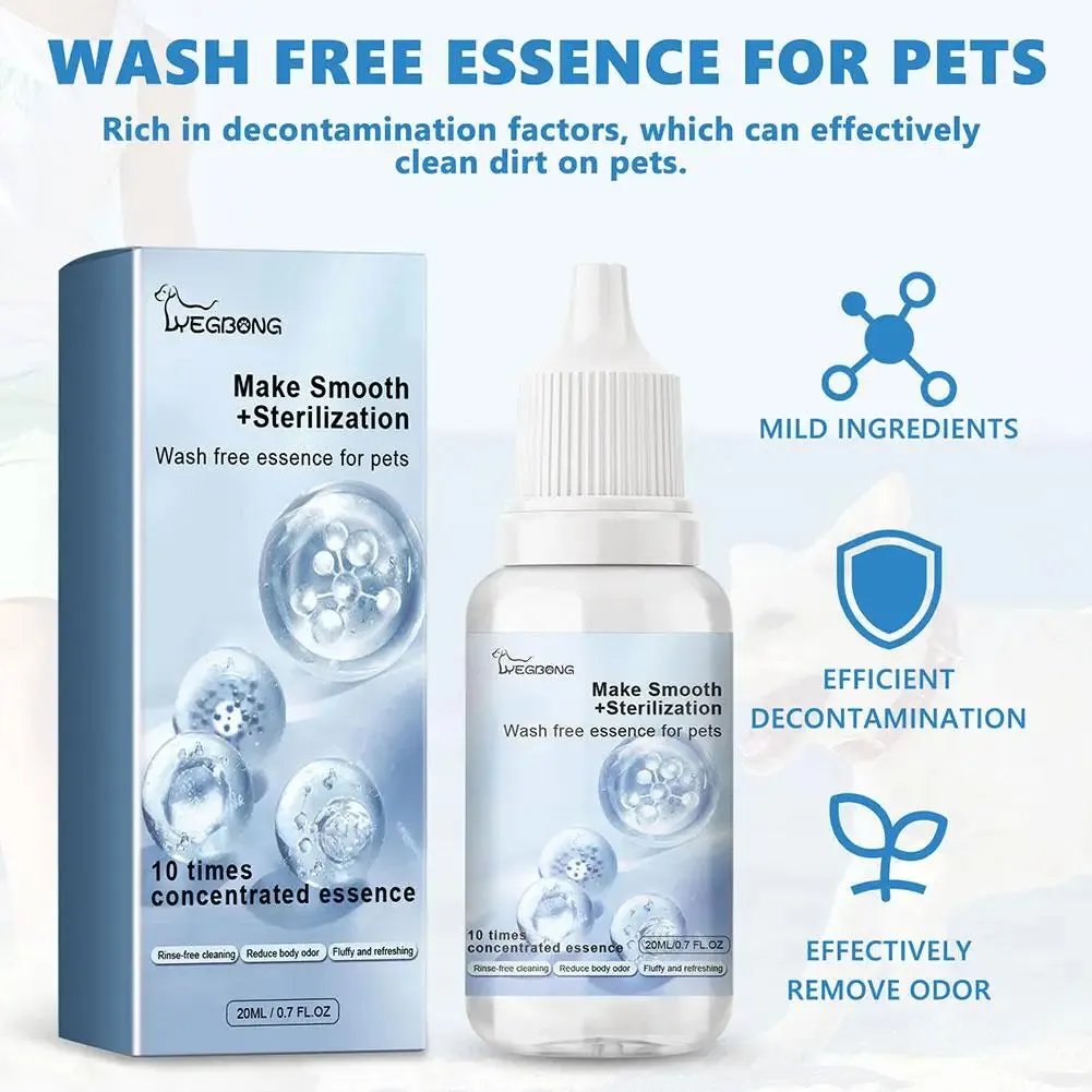 Pet Leave-in Essence,Pets Body Wash Removing Dirts Mites Cat Detangling Spray 20ml Wash Free Dematting Essence For Dogs