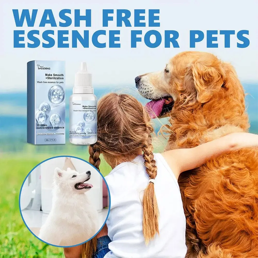 Pet Leave-in Essence,Pets Body Wash Removing Dirts Mites Cat Detangling Spray 20ml Wash Free Dematting Essence For Dogs
