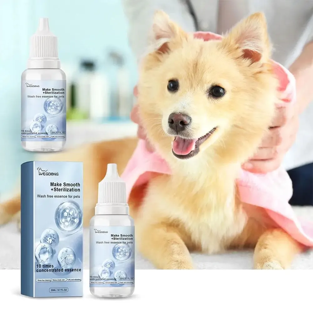 Pet Leave-in Essence,Pets Body Wash Removing Dirts Mites Cat Detangling Spray 20ml Wash Free Dematting Essence For Dogs