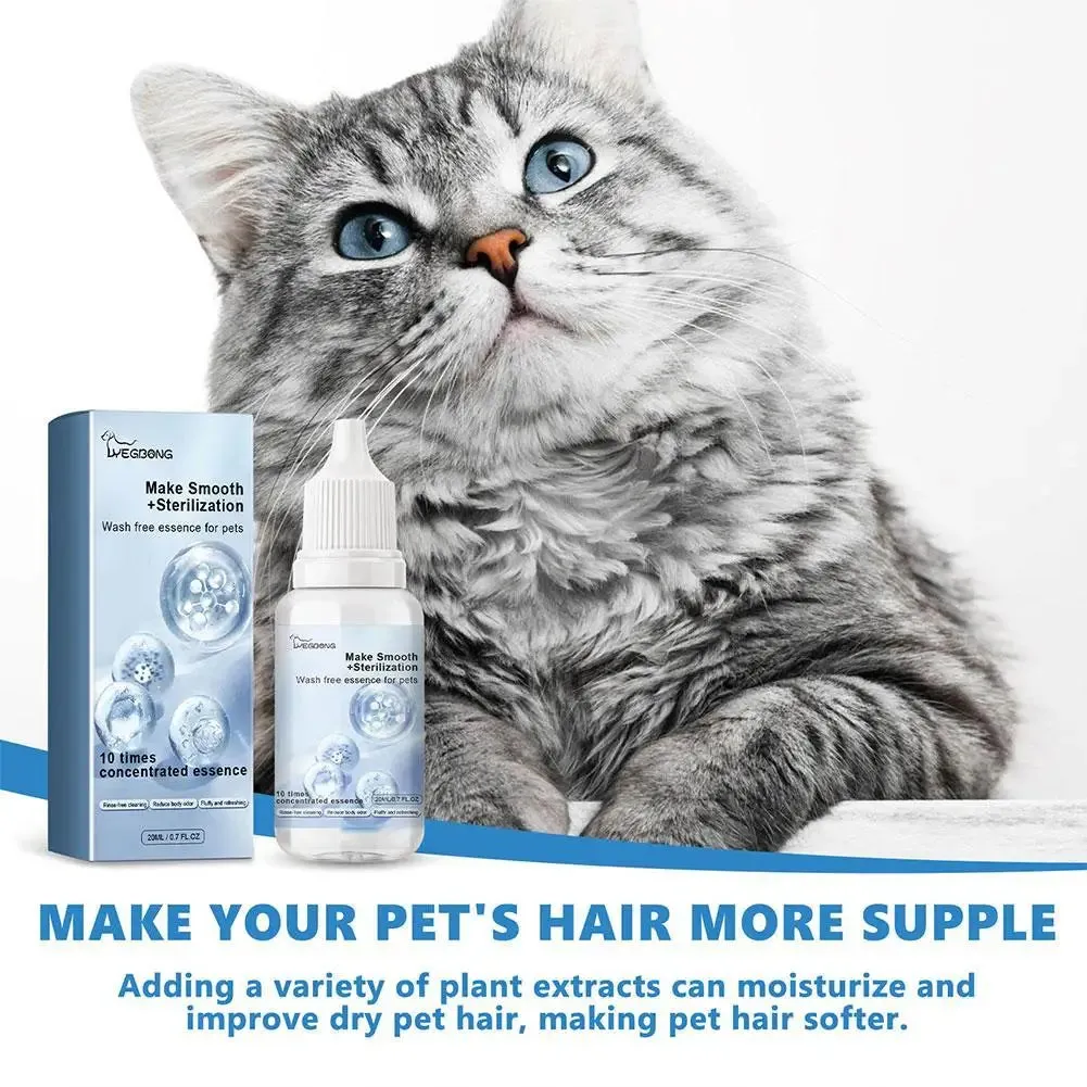 Pet Leave-in Essence,Pets Body Wash Removing Dirts Mites Cat Detangling Spray 20ml Wash Free Dematting Essence For Dogs