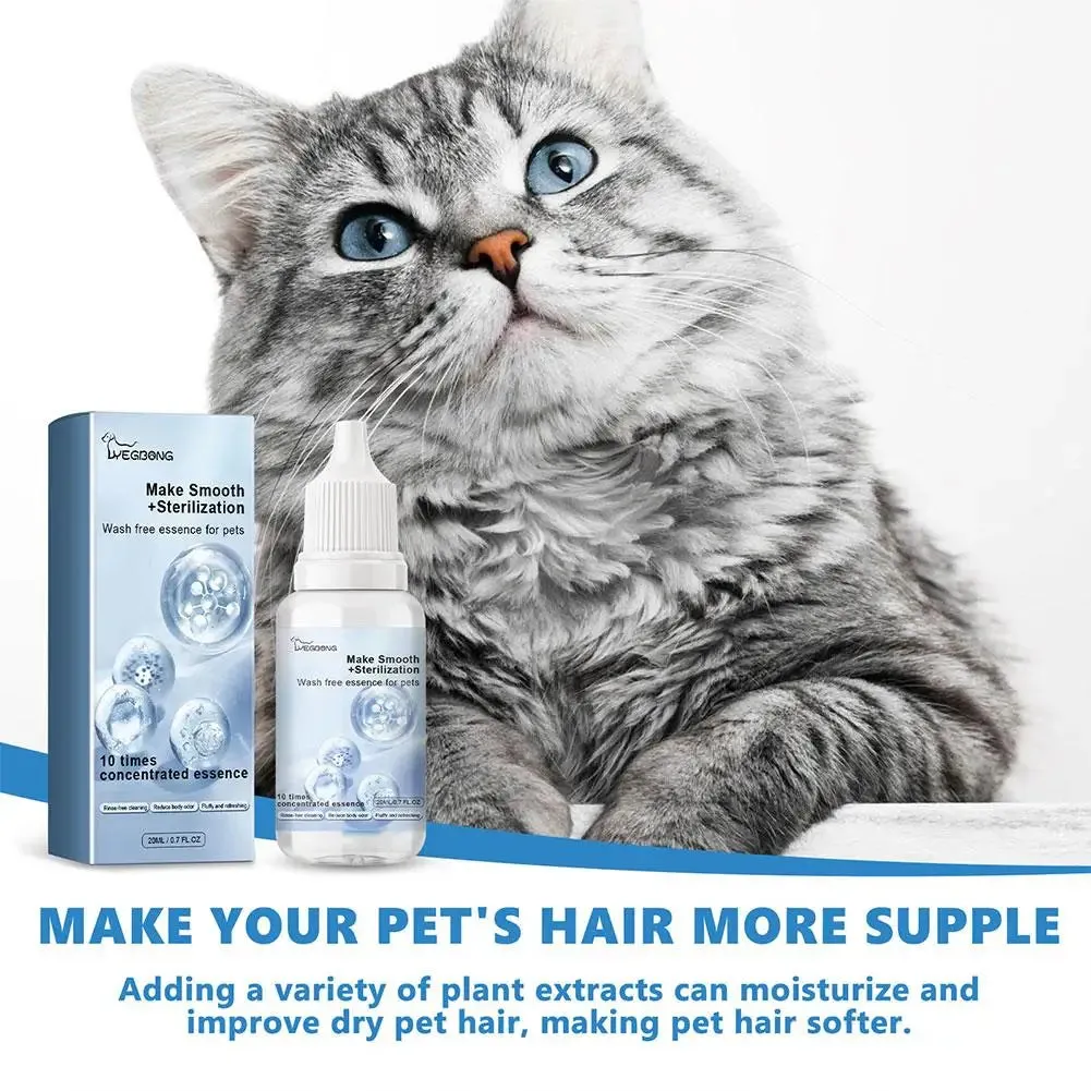 Pet Leave-in Essence,Pets Body Wash Removing Dirts Mites Cat Detangling Spray 20ml Wash Free Dematting Essence For Dogs