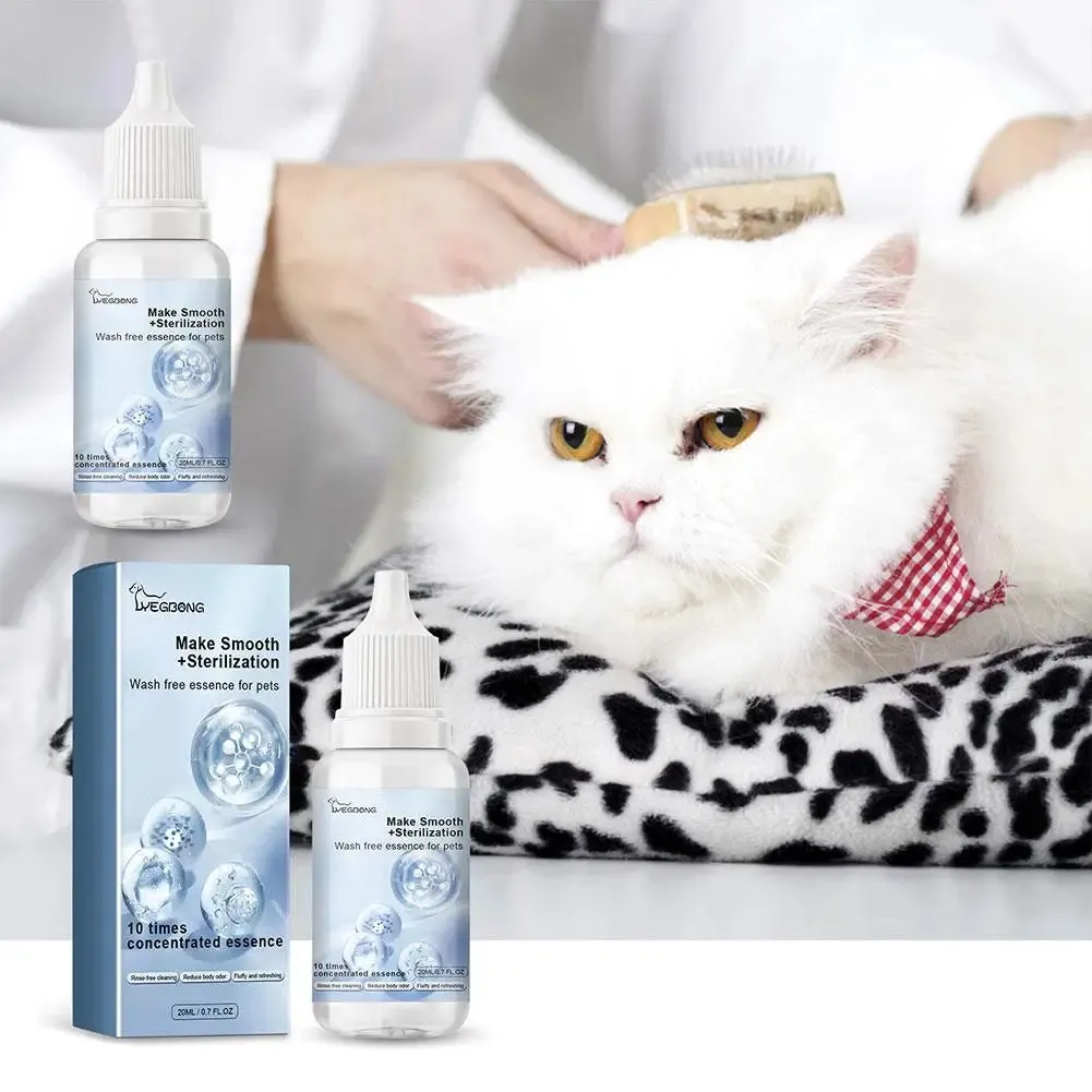 Pet Leave-in Essence,Pets Body Wash Removing Dirts Mites Cat Detangling Spray 20ml Wash Free Dematting Essence For Dogs