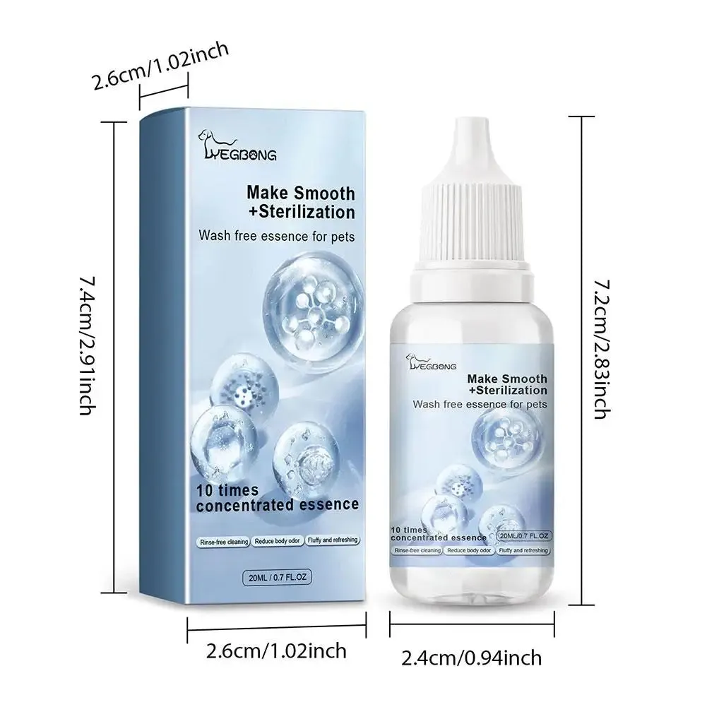Pet Leave-in Essence,Pets Body Wash Removing Dirts Mites Cat Detangling Spray 20ml Wash Free Dematting Essence For Dogs