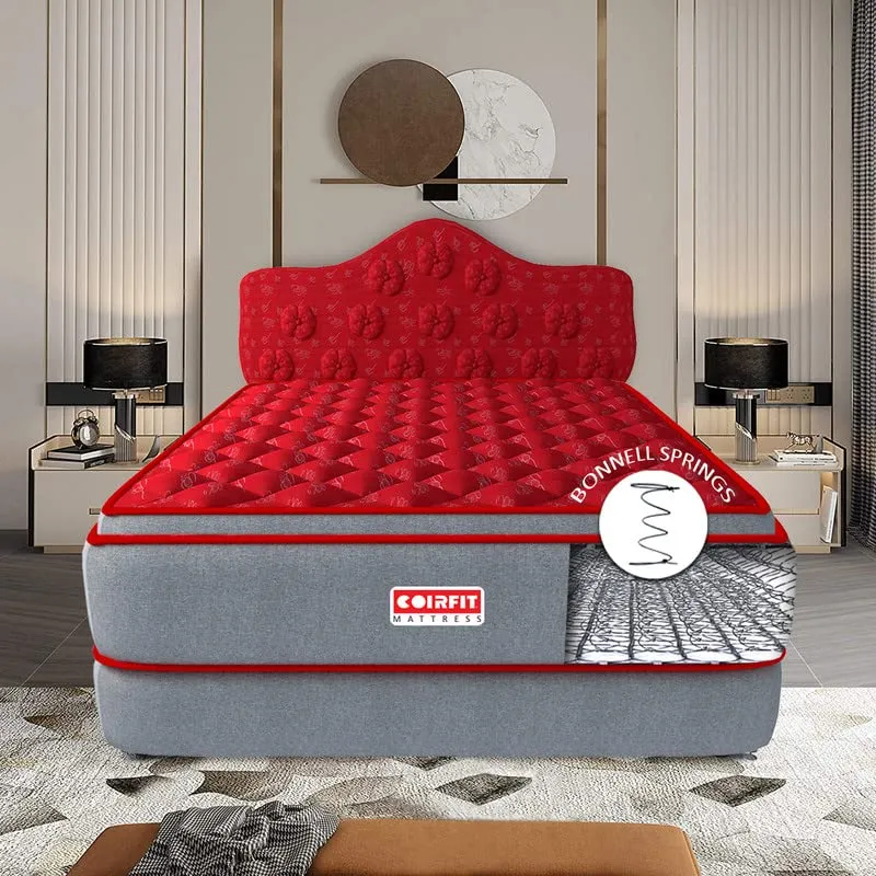 SLEEPSPA by COIRFIT Euphoria Normal Top 10' Inch Queen Size Bonell Spring Mattress with 6 Year Warranty | Orthopedic Pro - Doctor Recommended | PU Foam for Better Support & Comfort (72X70X10, RED)
