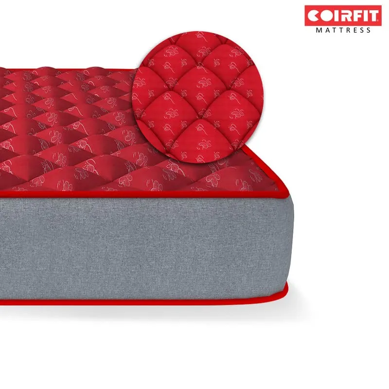 SLEEPSPA by COIRFIT Euphoria Normal Top 8' Inch Double Size Bonell Spring Mattress with 6 Year Warranty | Orthopedic Pro - Doctor Recommended | PU Foam for Better Support & Comfort (75X48X8, RED)