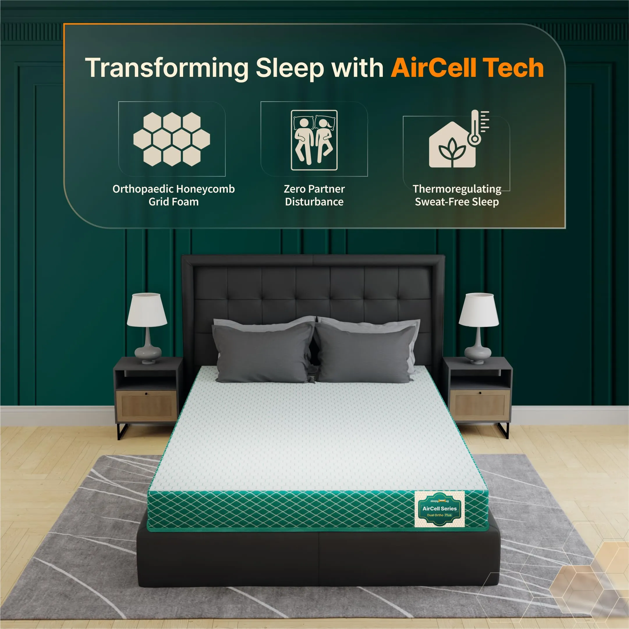 SleepyHug AirCell Ortho Dual Comfort Plus Orthopedic Mattress with Reversible Hard & Soft Foam 4 inch Mattress AirCell Tech, Ideal for Single Bed, Back Pain Relief, Tape-Edge Cover, (72x36x4)